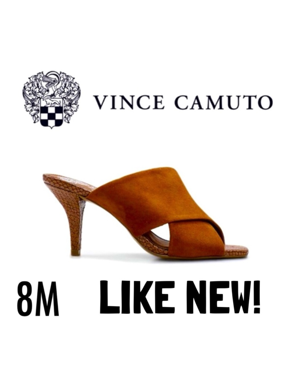 Vince Camuto Rust Suede Crisscross Mule Heels